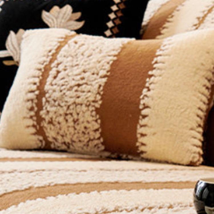 Wavy Stripes Khaki pillow cover — Striped & Botanical Plush Non-Slip Couch Cover