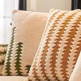 Fine Stripes Green pillow cover — Striped & Botanical Plush Non-Slip Couch Cover
