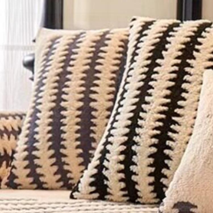 Fine Stripes Gray pillow cover — Striped & Botanical Plush Non-Slip Couch Cover