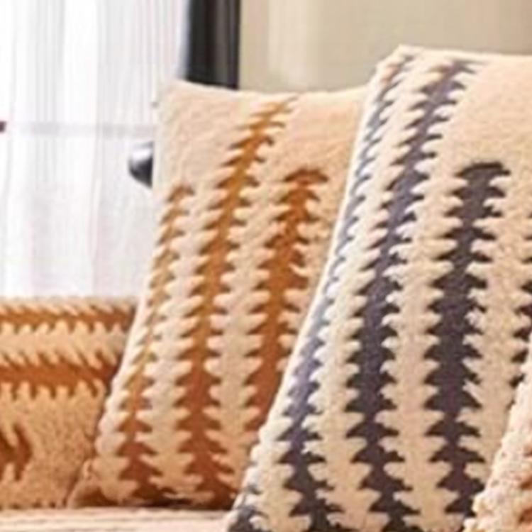 Fine Stripes Khaki pillow cover — Striped & Botanical Plush Non-Slip Couch Cover