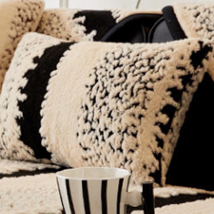 Wide Stripes Black pillow cover — Striped & Botanical Plush Non-Slip Couch Cover