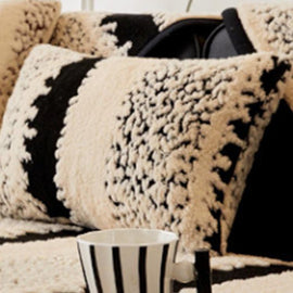 Wide Stripes Black pillow cover — Striped & Botanical Plush Non-Slip Couch Cover
