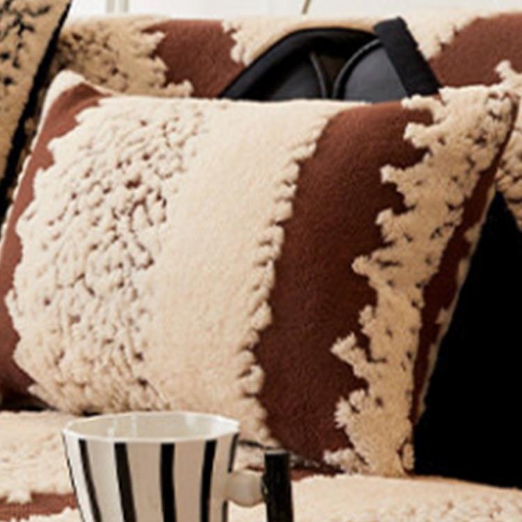 Wide Stripes Brown pillow cover — Striped & Botanical Plush Non-Slip Couch Cover