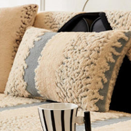 Wide Stripes Gray pillow cover — Striped & Botanical Plush Non-Slip Couch Cover