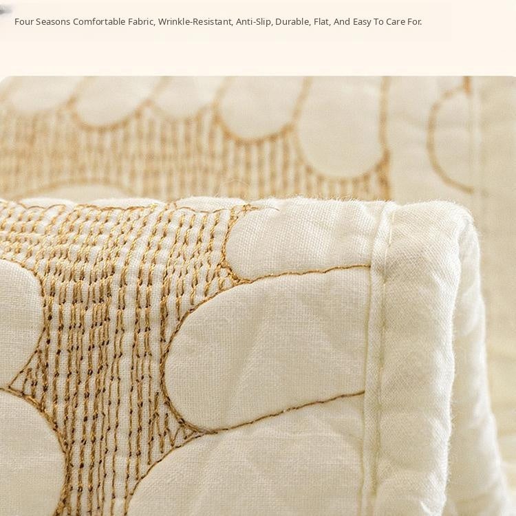 Embossed Tropical Leaf Cotton Non-Slip Couch Cover — fabric, design and styling detail 06