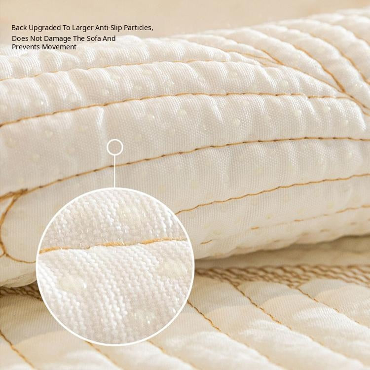 Embossed Tropical Leaf Cotton Non-Slip Couch Cover — fabric, design and styling detail 10