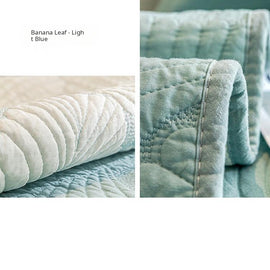 Embossed Tropical Leaf Cotton Non-Slip Couch Cover — fabric, design and styling detail 20