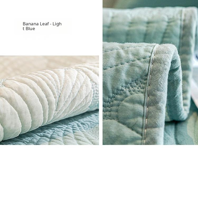 Embossed Tropical Leaf Cotton Non-Slip Couch Cover — fabric, design and styling detail 20