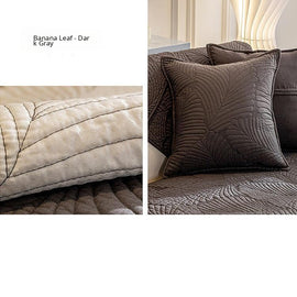 Embossed Tropical Leaf Cotton Non-Slip Couch Cover — fabric, design and styling detail 24