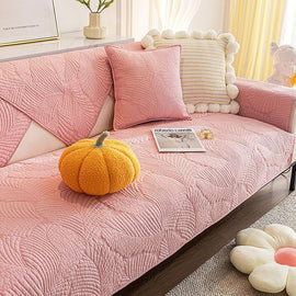 Embossed Tropical Leaf Cotton Non-Slip Couch Cover — fabric, design and styling detail 25