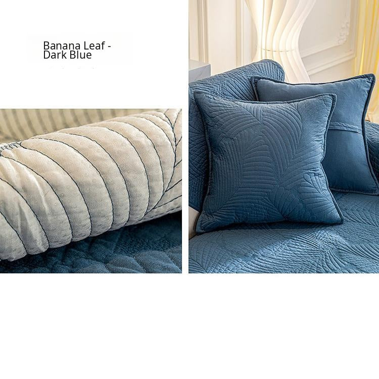 Embossed Tropical Leaf Cotton Non-Slip Couch Cover — fabric, design and styling detail 28