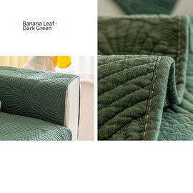 Embossed Tropical Leaf Cotton Non-Slip Couch Cover — fabric, design and styling detail 30