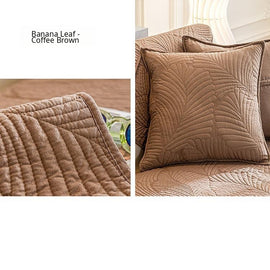 Embossed Tropical Leaf Cotton Non-Slip Couch Cover — fabric, design and styling detail 32
