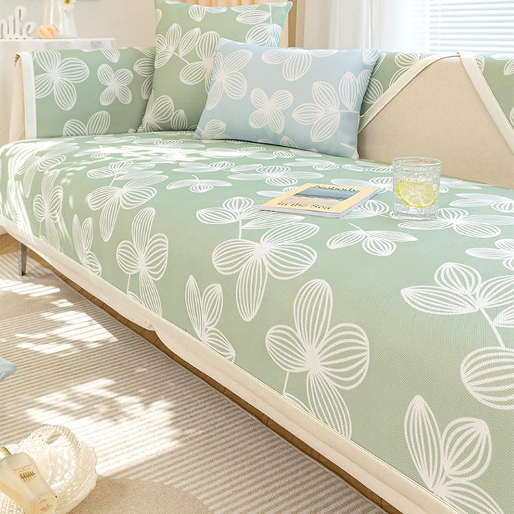 Cooling Floral Ice Silk Couch Cover — fabric, design and styling detail 01