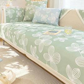 Cooling Floral Ice Silk Couch Cover — fabric, design and styling detail 01