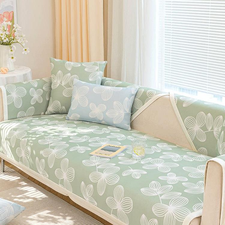 Cooling Floral Ice Silk Couch Cover — fabric, design and styling detail 08
