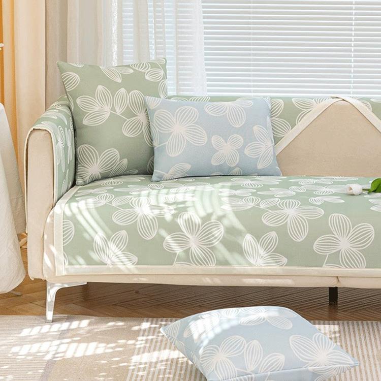 Cooling Floral Ice Silk Couch Cover — fabric, design and styling detail 13