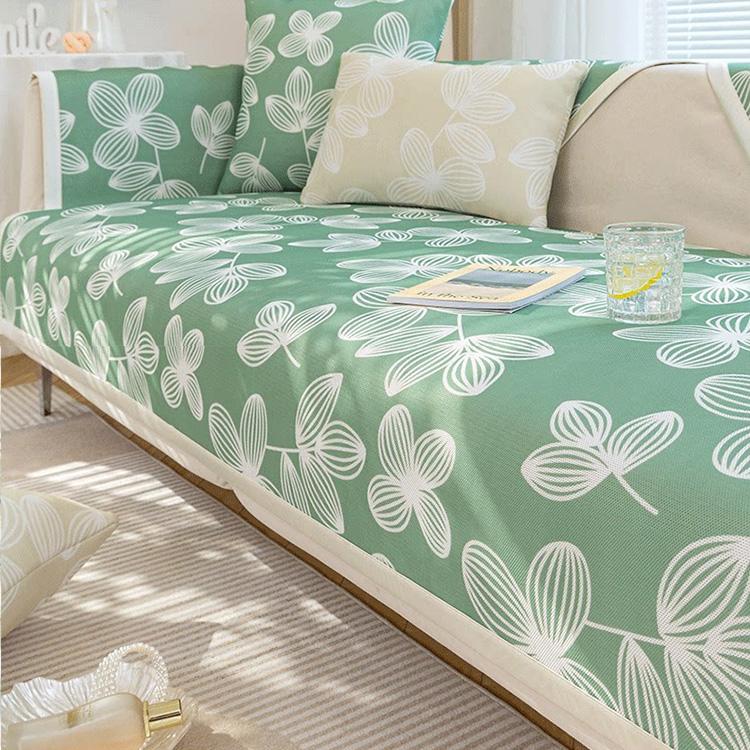 Cooling Floral Ice Silk Couch Cover — fabric, design and styling detail 19
