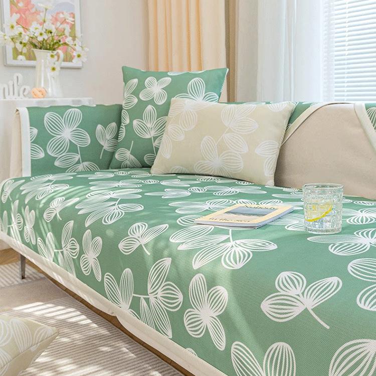 Cooling Floral Ice Silk Couch Cover — fabric, design and styling detail 20