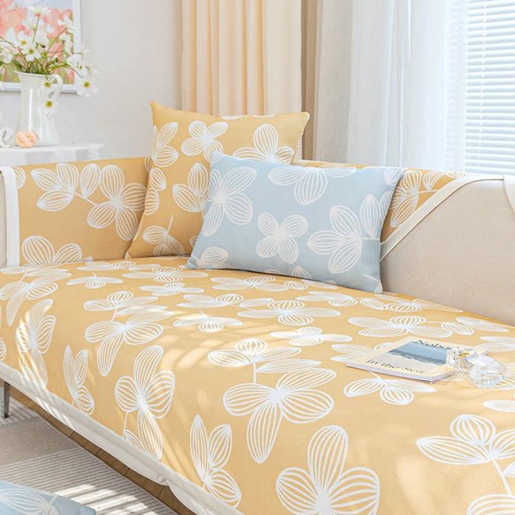Cooling Floral Ice Silk Couch Cover — fabric, design and styling detail 21