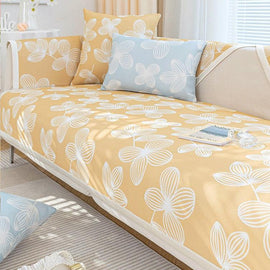 Cooling Floral Ice Silk Couch Cover — fabric, design and styling detail 22