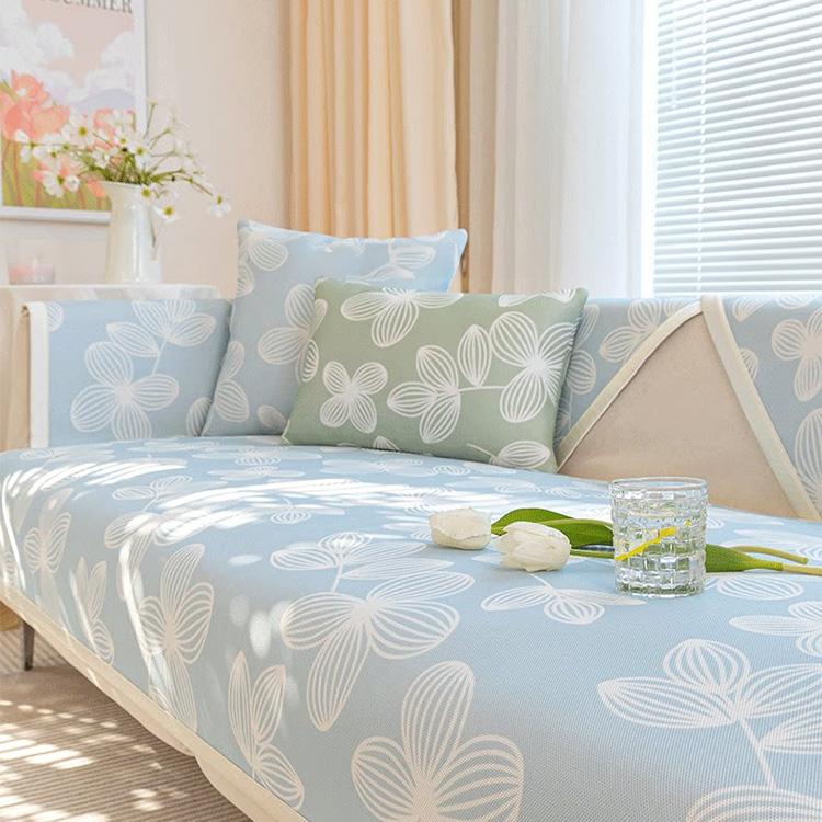 Cooling Floral Ice Silk Couch Cover — fabric, design and styling detail 24
