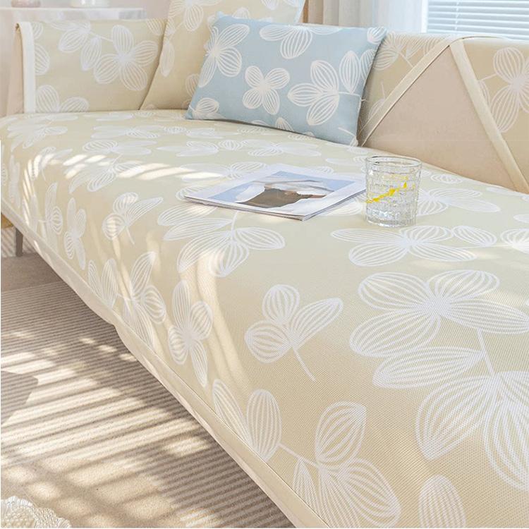 Cooling Floral Ice Silk Couch Cover — fabric, design and styling detail 25-1