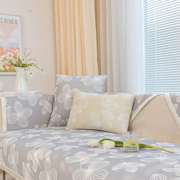 Cooling Floral Ice Silk Couch Cover — fabric, design and styling detail 27