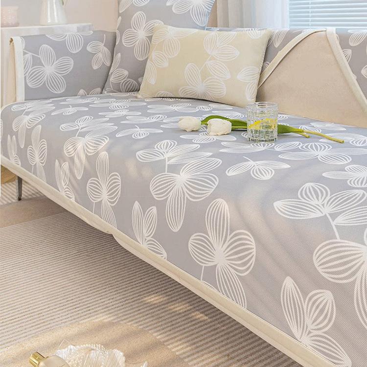 Cooling Floral Ice Silk Couch Cover — fabric, design and styling detail 28