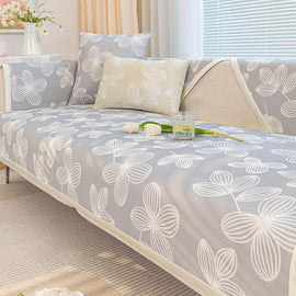  Gray couch cover — Cooling Floral Ice Silk Couch Cover