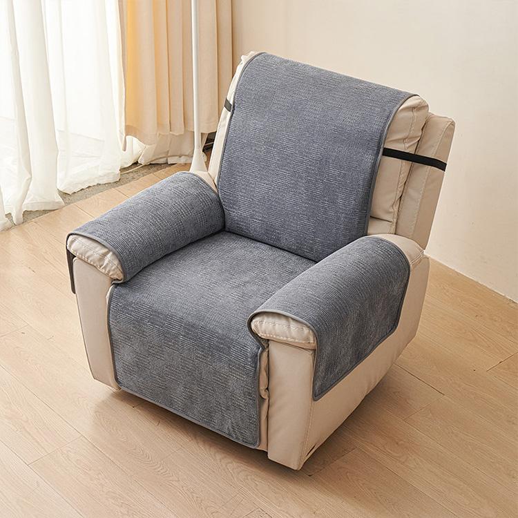 Chenille Non-Slip Recliner Cover with Adjustable Strap styled on a recliner