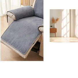 Chenille Non-Slip Recliner Cover with Adjustable Strap — fabric, design and styling detail 02