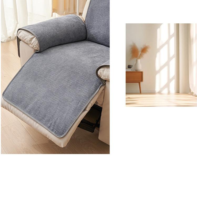 Chenille Non-Slip Recliner Cover with Adjustable Strap — fabric, design and styling detail 02