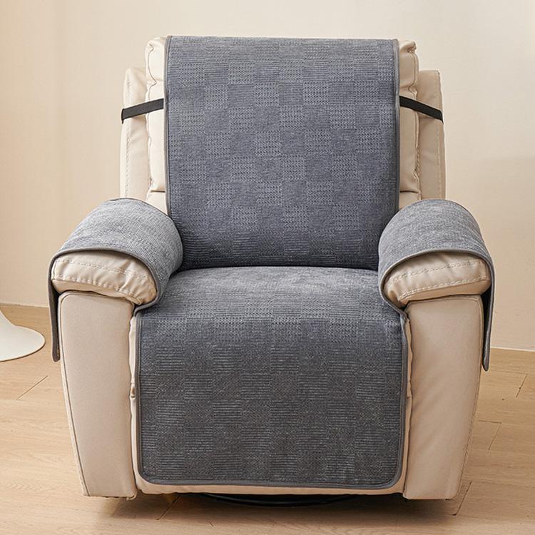 Chenille Non-Slip Recliner Cover with Adjustable Strap — fabric, design and styling detail 03