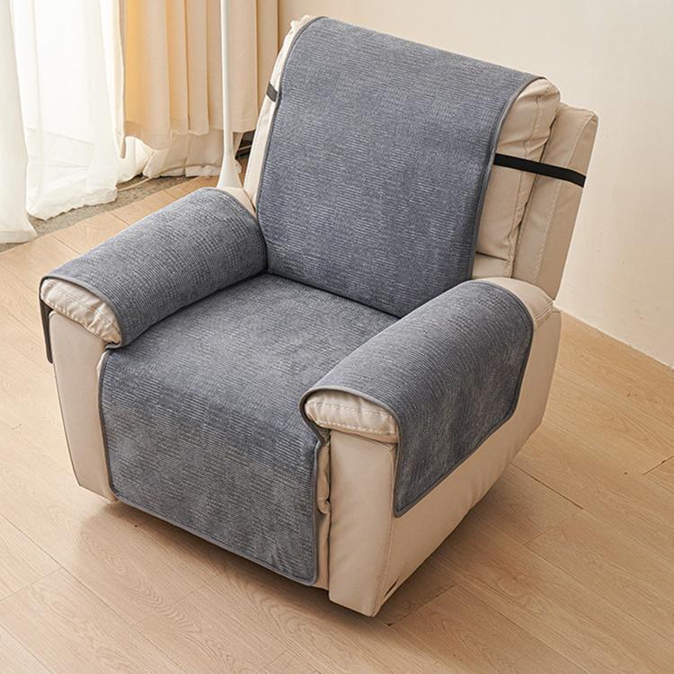 Chenille Non-Slip Recliner Cover with Adjustable Strap — fabric, design and styling detail 09