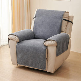 Chenille Non-Slip Recliner Cover with Adjustable Strap — fabric, design and styling detail 11