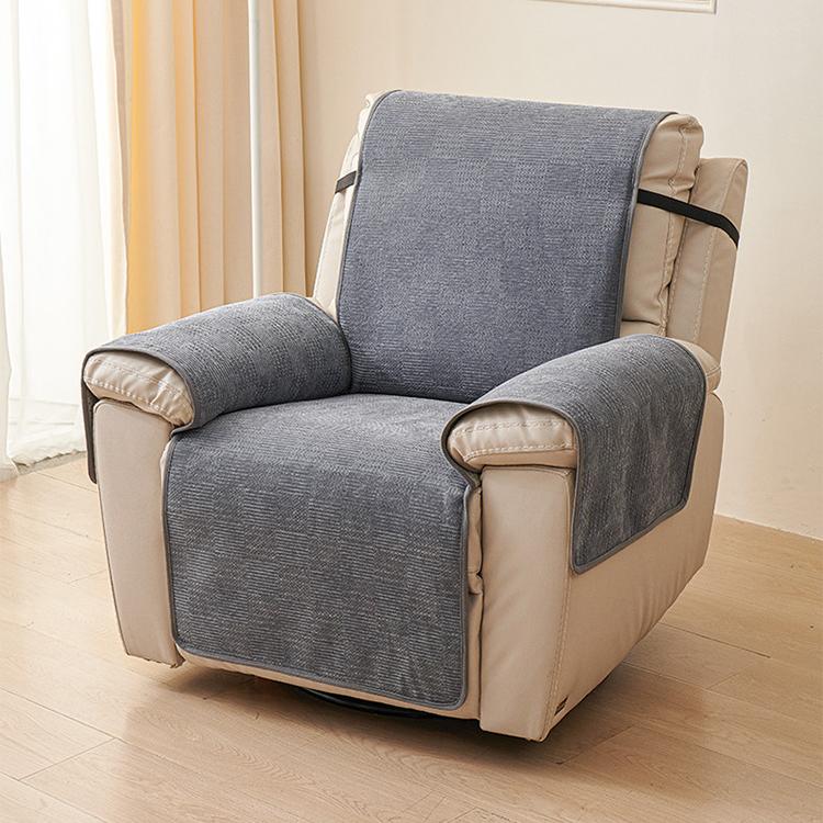 Chenille Non-Slip Recliner Cover with Adjustable Strap — fabric, design and styling detail 11