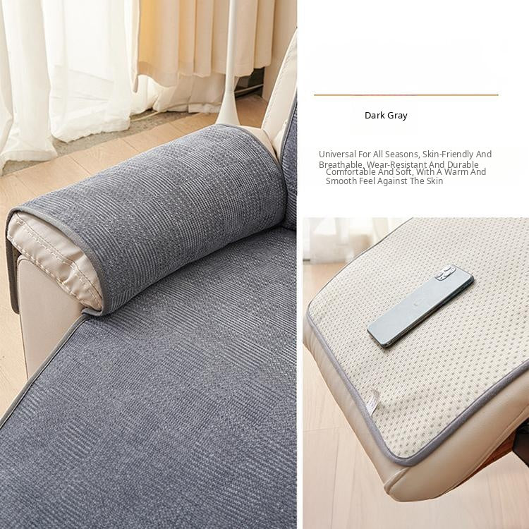 Chenille Non-Slip Recliner Cover with Adjustable Strap — fabric, design and styling detail 12