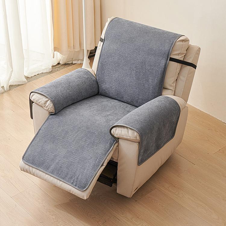 Chenille Non-Slip Recliner Cover with Adjustable Strap — fabric, design and styling detail 13