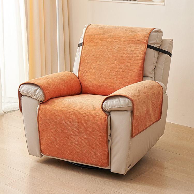 Chenille Non-Slip Recliner Cover with Adjustable Strap — fabric, design and styling detail 14-1