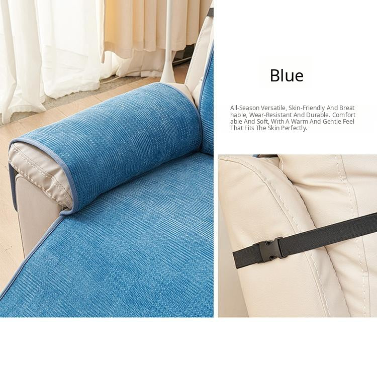 Chenille Non-Slip Recliner Cover with Adjustable Strap — fabric, design and styling detail 20-2