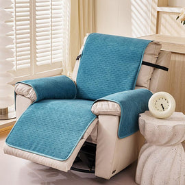 Star Weave Blue couch cover — Chenille Non-Slip Recliner Cover with Adjustable Strap