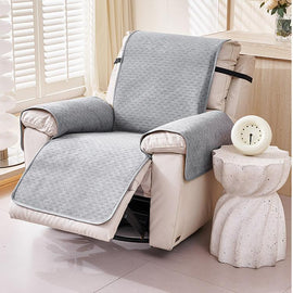 Star Weave Gray couch cover — Chenille Non-Slip Recliner Cover with Adjustable Strap