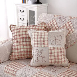 Vintage Patchwork Cotton Quilted Couch Cover styled on a sofa