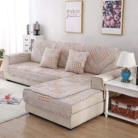 Vintage Patchwork Cotton Quilted Couch Cover — fabric, design and styling detail 016