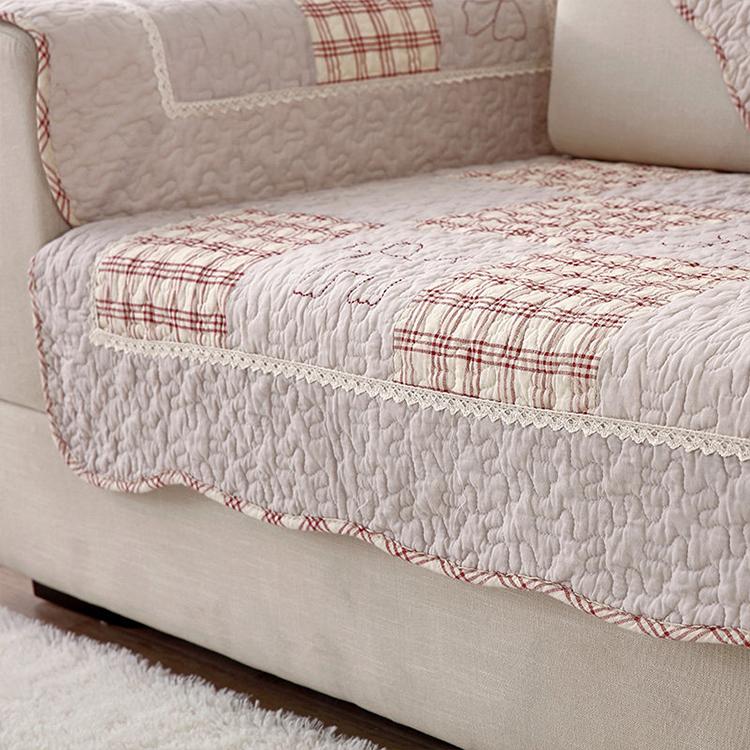 Vintage Patchwork Cotton Quilted Couch Cover — fabric, design and styling detail 017