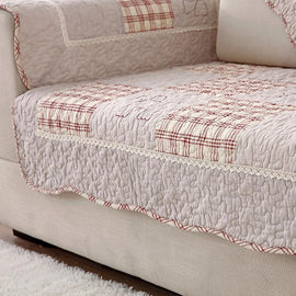 Vintage Patchwork Cotton Quilted Couch Cover — fabric, design and styling detail 017