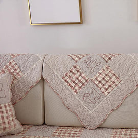 Vintage Patchwork Cotton Quilted Couch Cover — fabric, design and styling detail 020