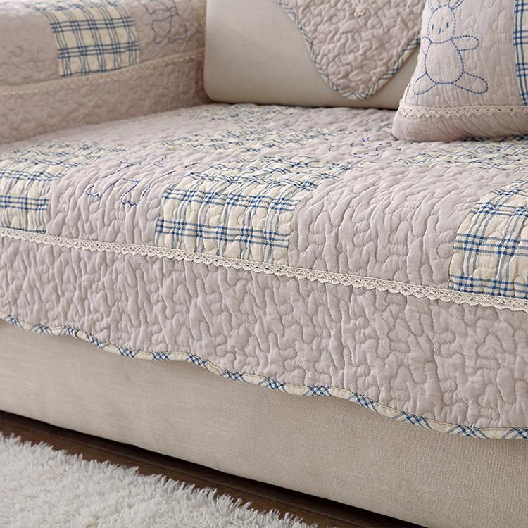 Vintage Patchwork Cotton Quilted Couch Cover — fabric, design and styling detail 027