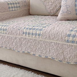 Vintage Patchwork Cotton Quilted Couch Cover — fabric, design and styling detail 027